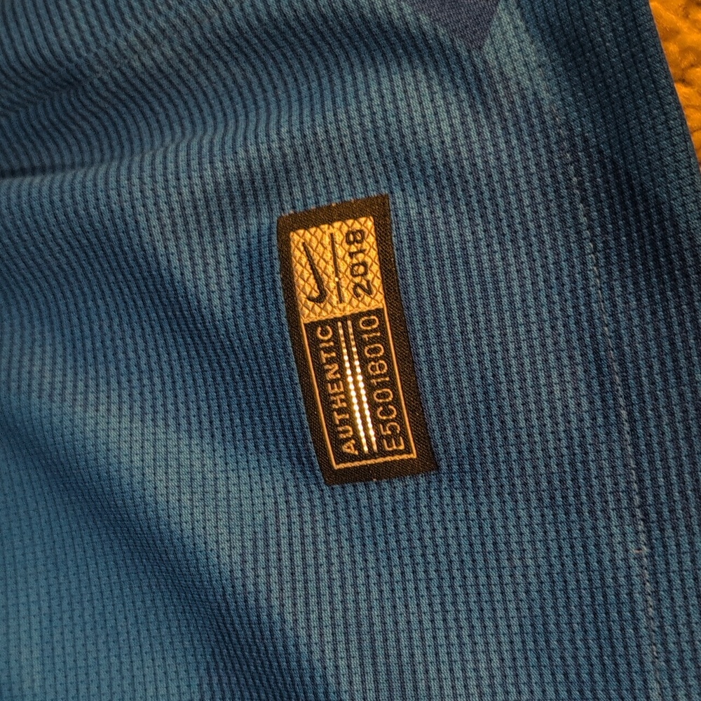 Nike Blue and Yellow Brazil Soccer Jersey - Picture 4 of 5